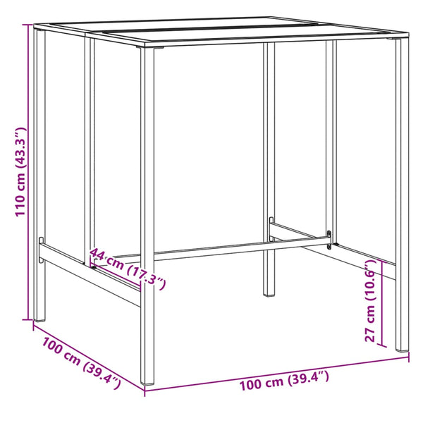 Schwarzer Bartisch 100x100x110 cm