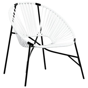 Ei-Form Gartenstuhl Schwarz/Weiß Poly Rattan