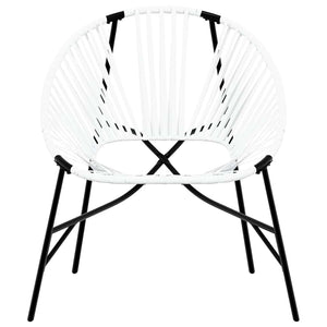 Ei-Form Gartenstuhl Schwarz/Weiß Poly Rattan