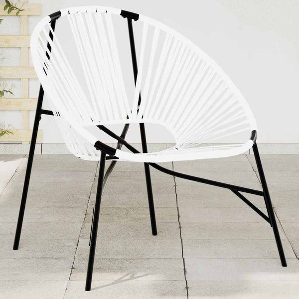 Ei-Form Gartenstuhl Schwarz/Weiß Poly Rattan