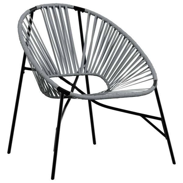 Gartenstuhl Ei-Form Poly Rattan Schwarz/Hellgrau
