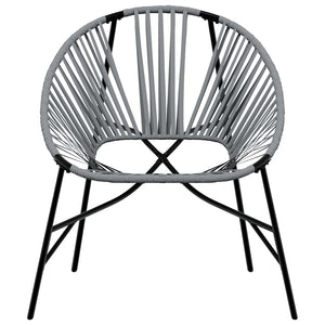 Gartenstuhl Ei-Form Poly Rattan Schwarz/Hellgrau