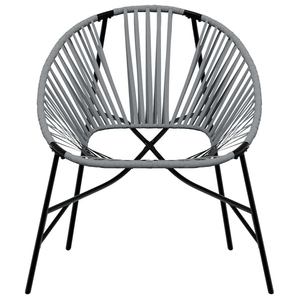 Gartenstuhl Ei-Form Poly Rattan Schwarz/Hellgrau