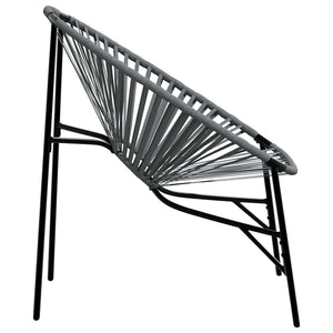 Gartenstuhl Ei-Form Poly Rattan Schwarz/Hellgrau