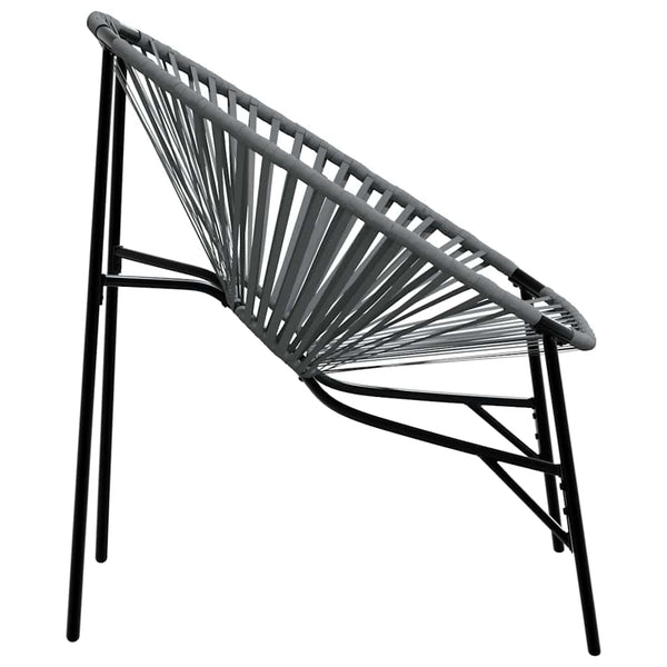 Gartenstuhl Ei-Form Poly Rattan Schwarz/Hellgrau