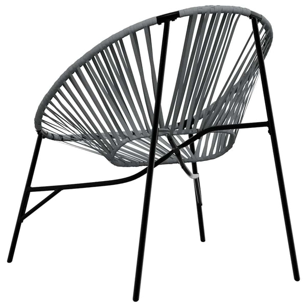 Gartenstuhl Ei-Form Poly Rattan Schwarz/Hellgrau