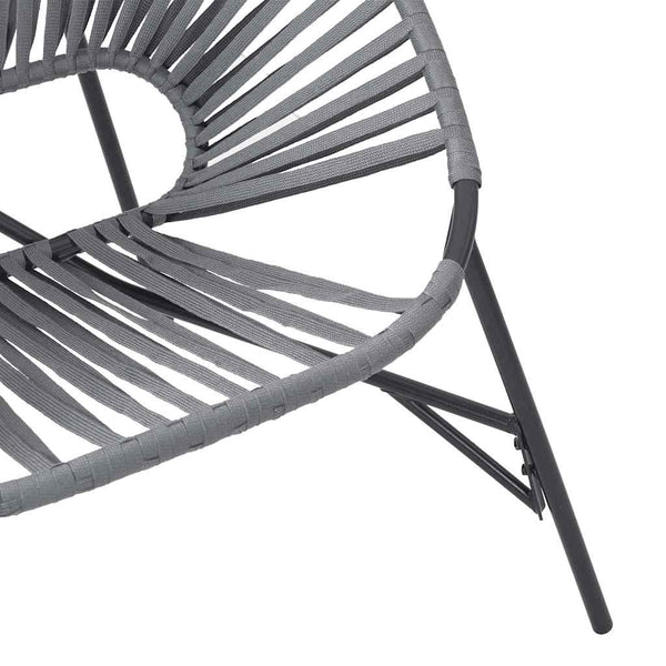 Gartenstuhl Ei-Form Poly Rattan Schwarz/Hellgrau
