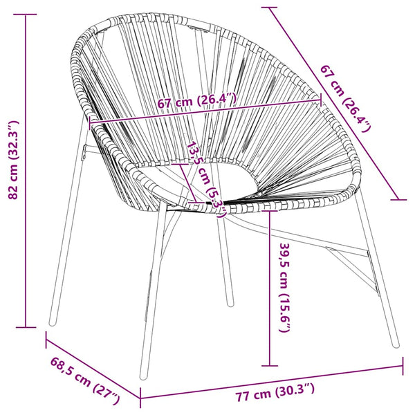 Gartenstuhl Ei-Form Poly Rattan Schwarz/Hellgrau