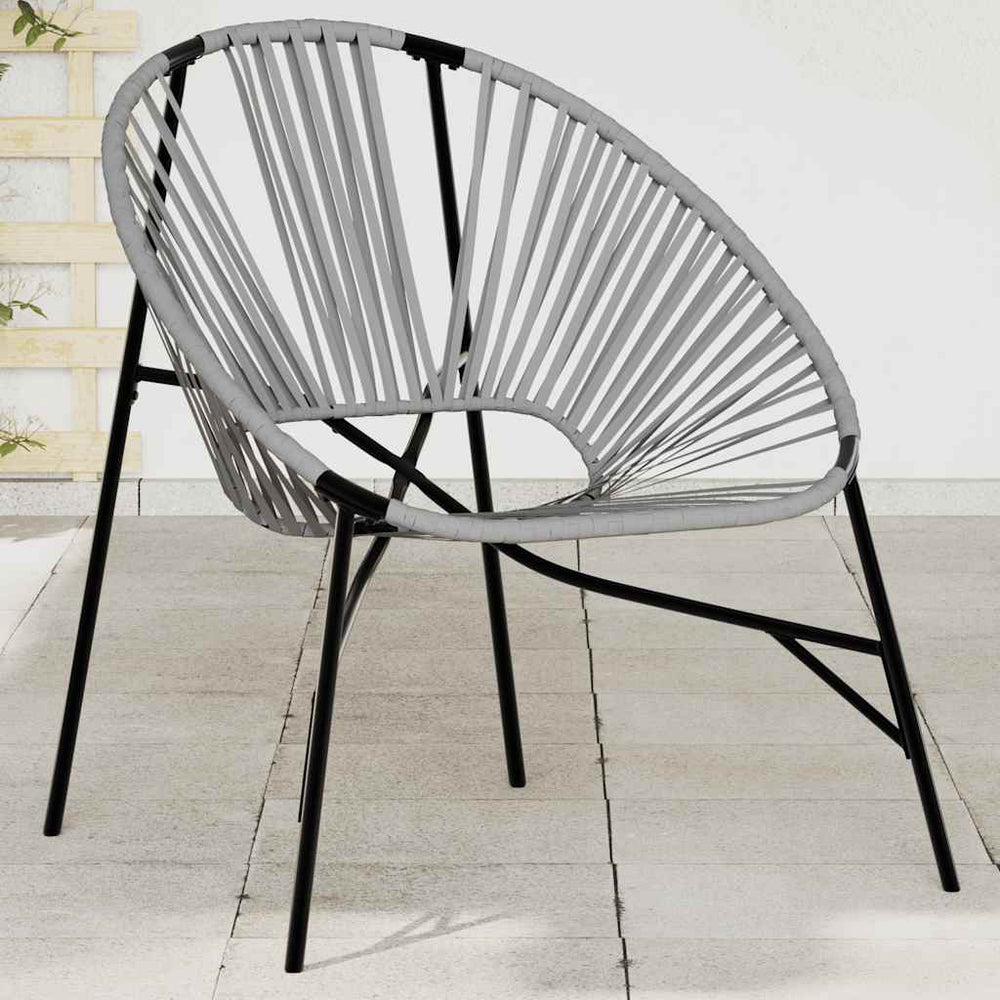 Gartenstuhl Ei-Form Poly Rattan Schwarz/Hellgrau