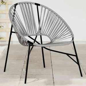 Gartenstuhl Ei-Form Poly Rattan Schwarz/Hellgrau