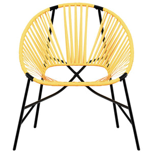 Ei-Form Gartenstuhl Schwarz Gelb Poly Rattan