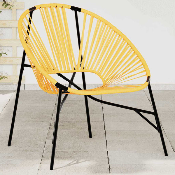 Ei-Form Gartenstuhl Schwarz Gelb Poly Rattan