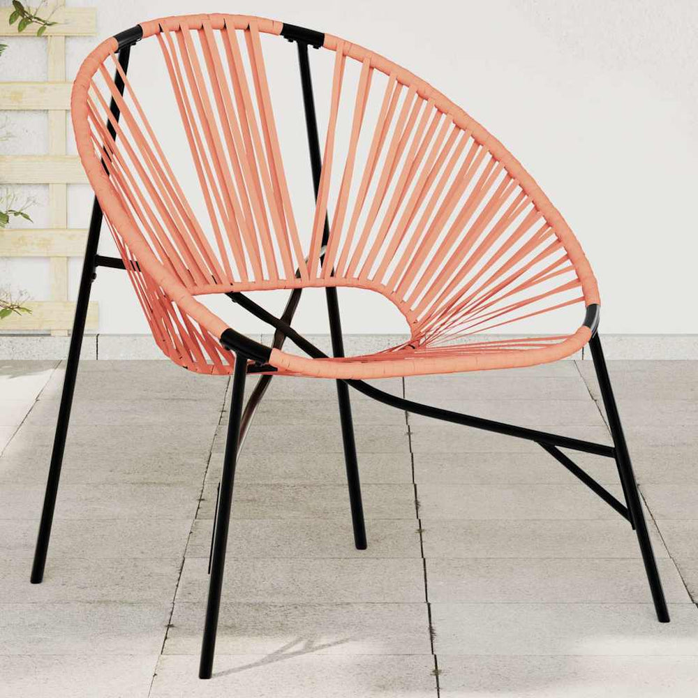 Gartenstuhl Ei-Form Schwarz Orange Poly Rattan