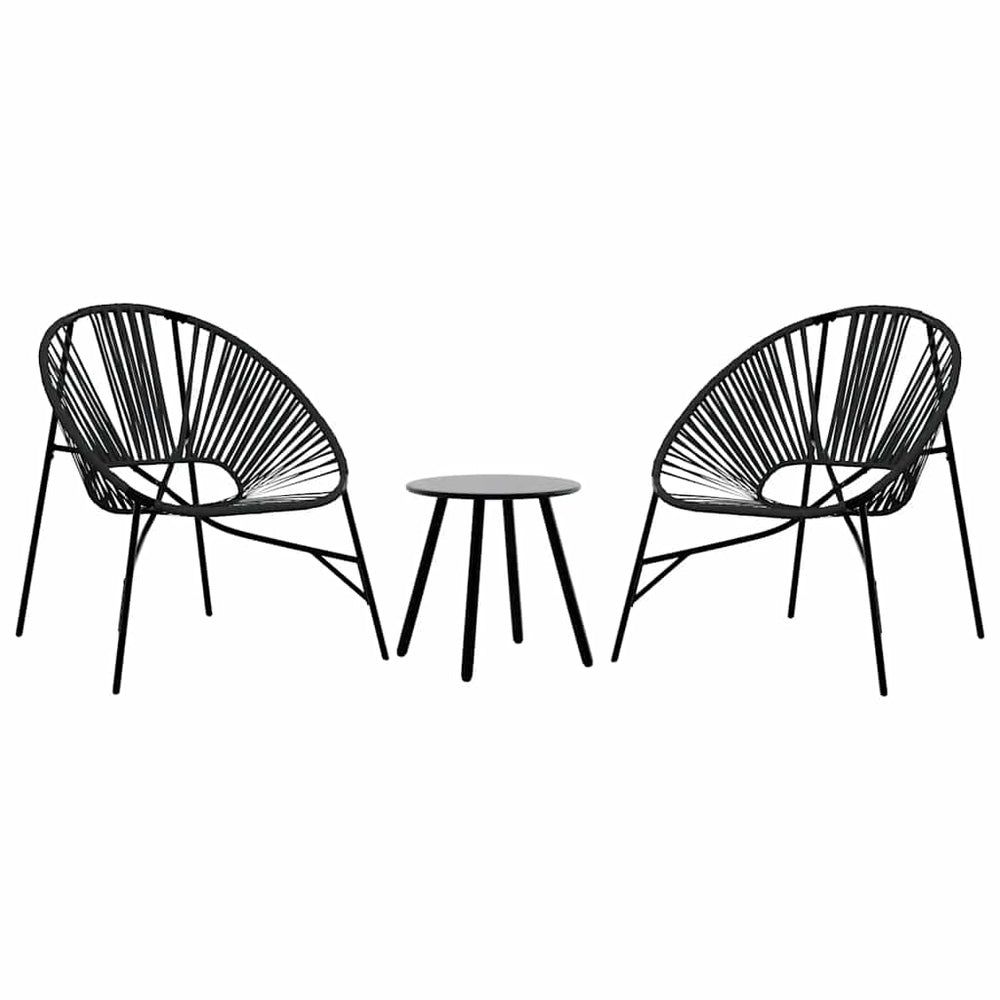 vidaXL Ensemble de 3 chaises de jardin Noir Résine tressée