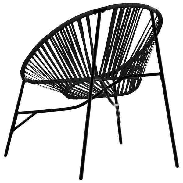 vidaXL 3-Piece Garden Chair Set Black Poly Rattan