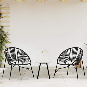 vidaXL 3-Piece Garden Chair Set Black Poly Rattan