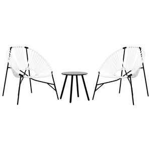 3-teiliges Gartenstuhl-Set Poly Rattan Schwarz/Weiß