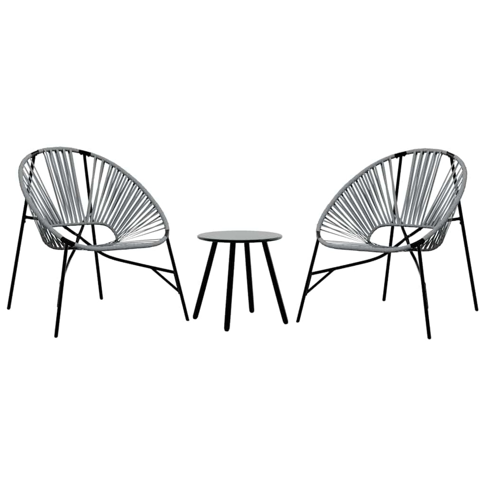vidaXL 3-Piece Garden Chair Set Black and Light Grey Poly Rattan