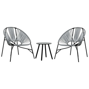 vidaXL Ensemble de 3 chaises de jardin en résine tressée Noir et gris clair