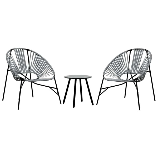 vidaXL Ensemble de 3 chaises de jardin en résine tressée Noir et gris clair