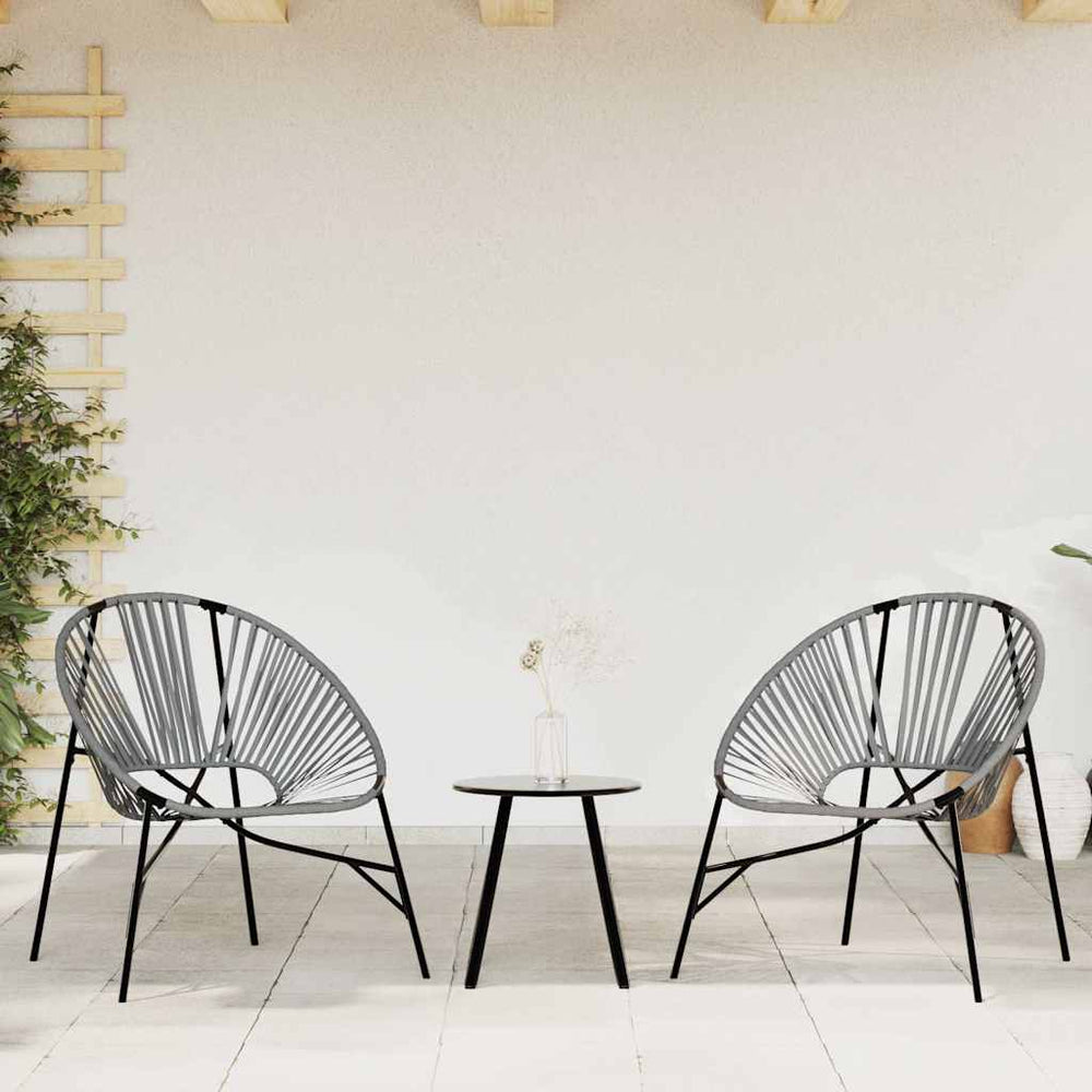 vidaXL 3-Piece Garden Chair Set Black and Light Grey Poly Rattan