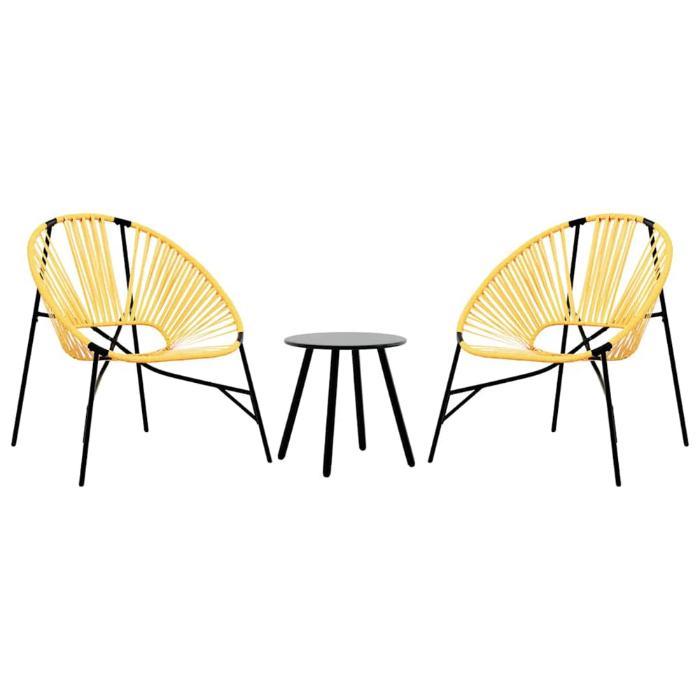 vidaXL Set de 3 chaises de jardin Noir et Jaune Résine tressée