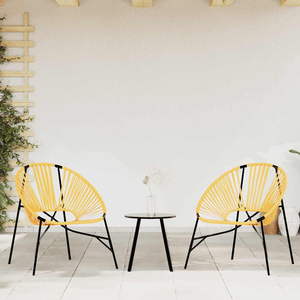 vidaXL Set de 3 chaises de jardin Noir et Jaune Résine tressée