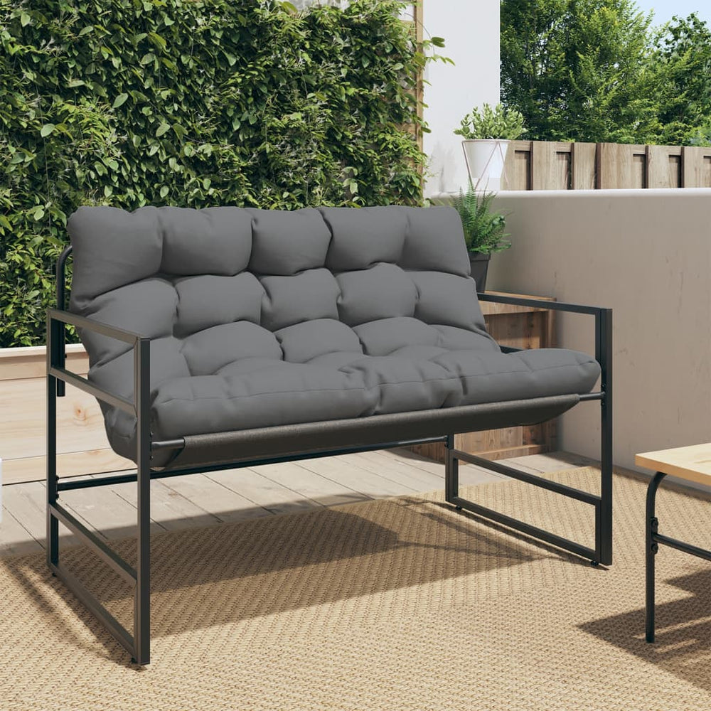Gartenbank Anthrazit mit Kissen 113 cm