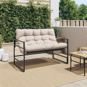 Gartenbank Taupe mit Kissen 113 cm