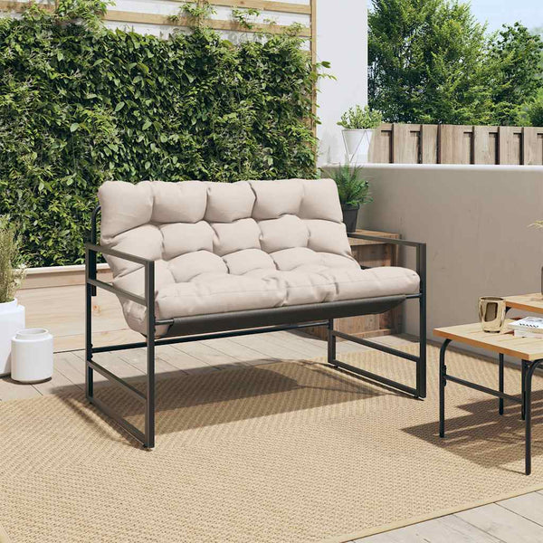 Gartenbank Taupe mit Kissen 113 cm