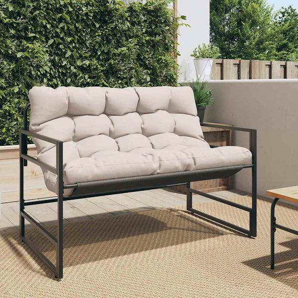 Gartenbank Taupe mit Kissen 113 cm