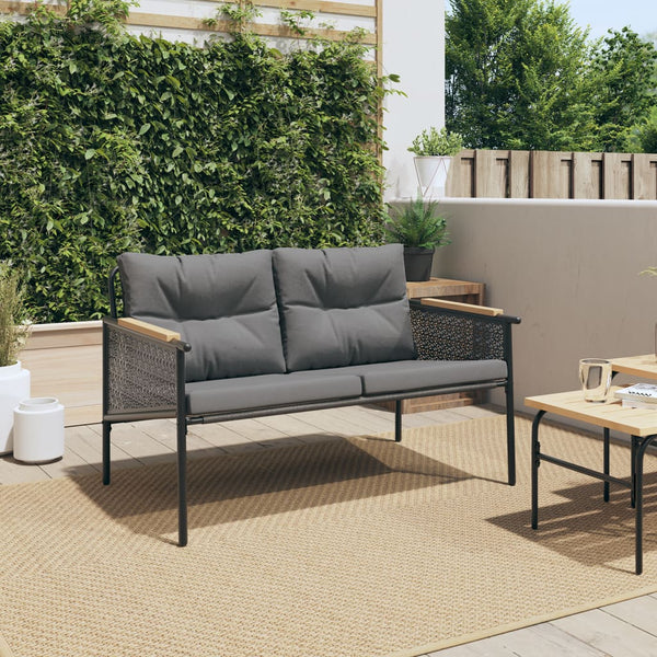 Gartenbank mit Kissen, 116 cm, Schwarz