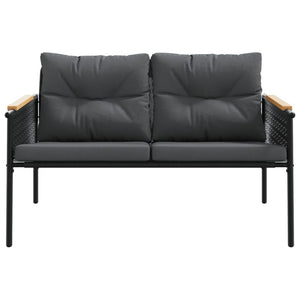 Gartenbank mit Kissen, 116 cm, Schwarz