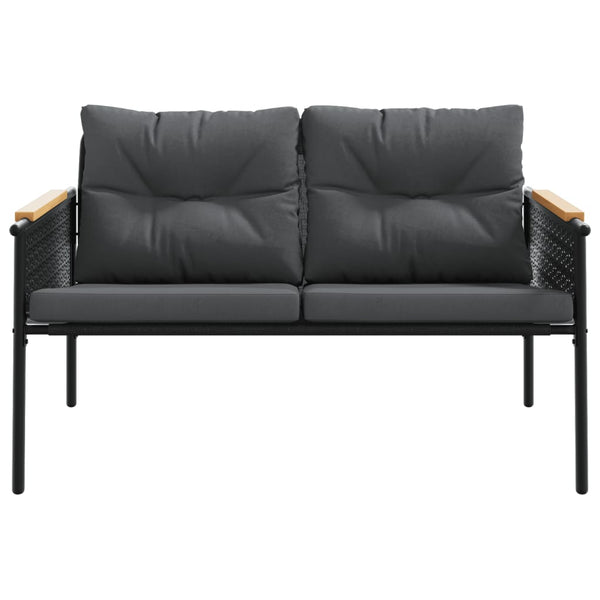 Gartenbank mit Kissen, 116 cm, Schwarz
