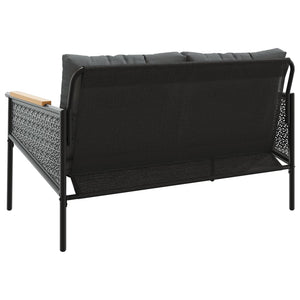 Gartenbank mit Kissen, 116 cm, Schwarz