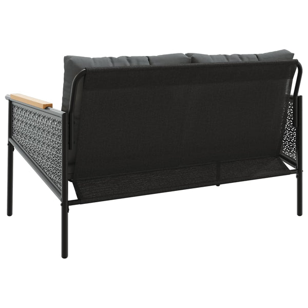 Gartenbank mit Kissen, 116 cm, Schwarz