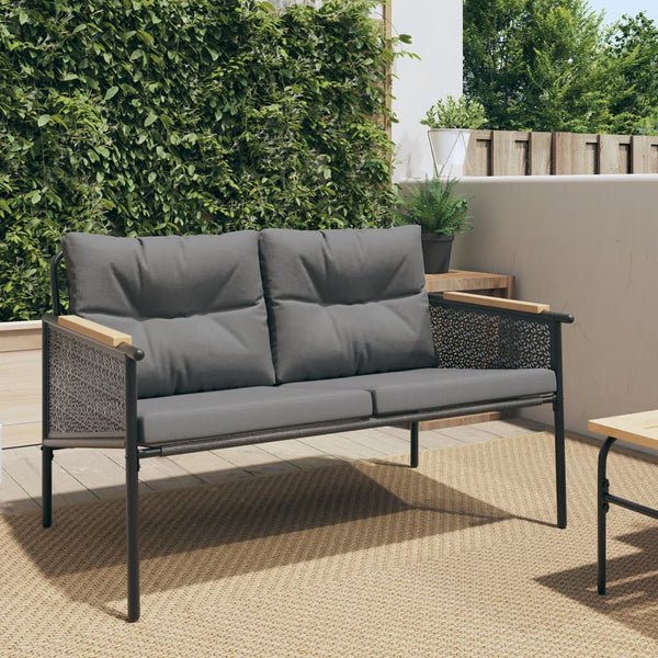 Gartenbank mit Kissen, 116 cm, Schwarz