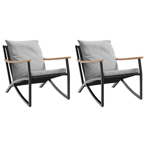 Gartenstühle mit Kissen, 2er Set, Schwarz