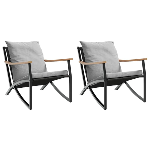 Gartenstühle mit Kissen, 2er Set, Schwarz