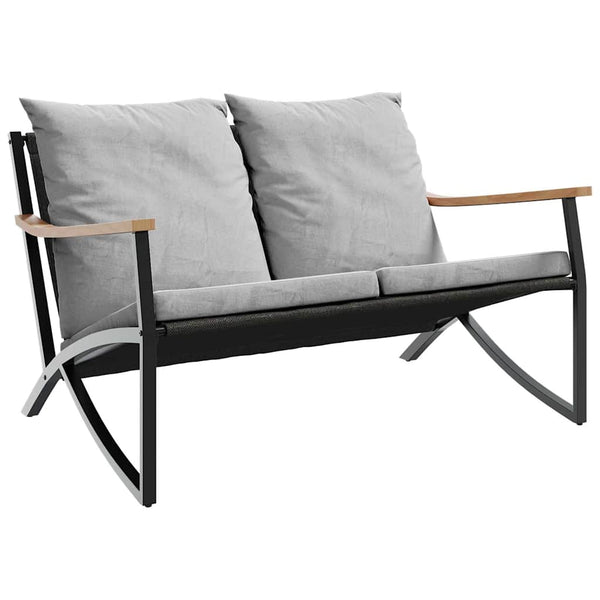 Gartenbank Schwarz mit Kissen, 120 cm