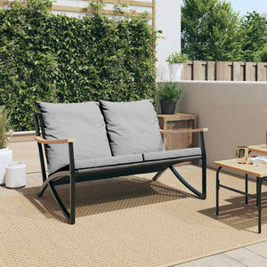 Gartenbank Schwarz mit Kissen, 120 cm