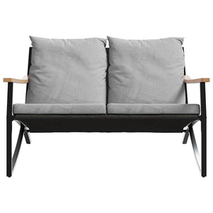 Gartenbank Schwarz mit Kissen, 120 cm