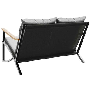 Gartenbank Schwarz mit Kissen, 120 cm