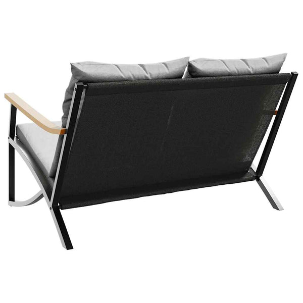 Gartenbank Schwarz mit Kissen, 120 cm