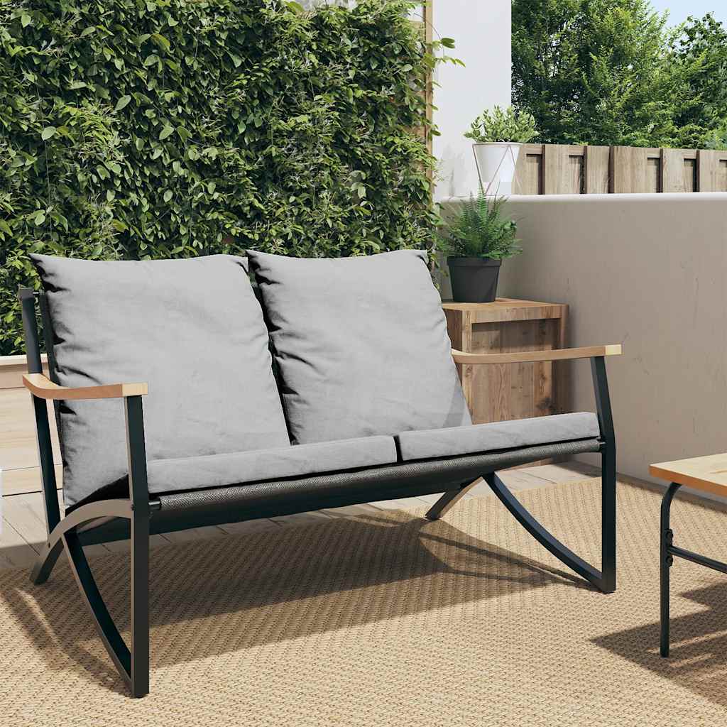 Gartenbank Schwarz mit Kissen, 120 cm