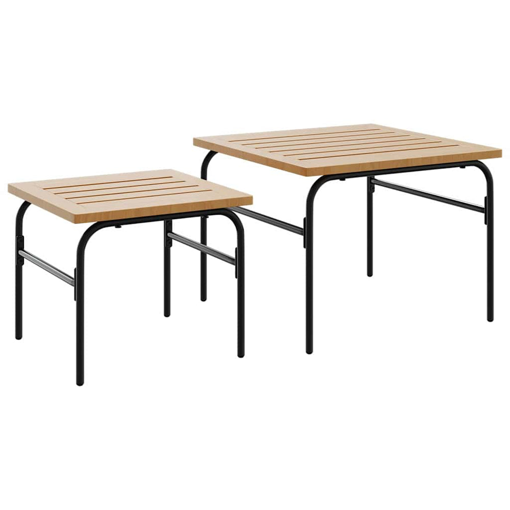 Satztische 2er Set Stahl Braun Schwarz