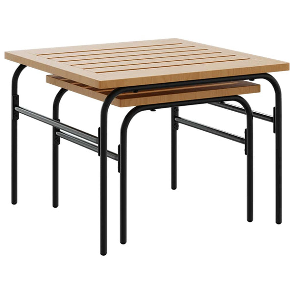 Satztische 2er Set Stahl Braun Schwarz