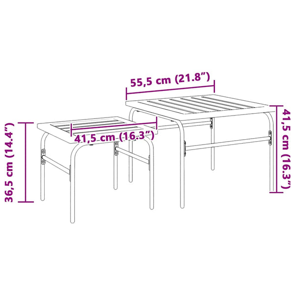 Satztische 2er Set Stahl Braun Schwarz