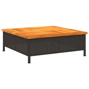 Schwarzer Gartentisch 70x70 cm Rattan Akazie