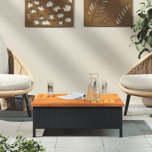 Schwarzer Gartentisch 70x70 cm Rattan Akazie